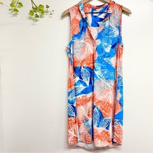 Nic+Zoe size medium sleeveless tropical summer dress: blue, white, and orange